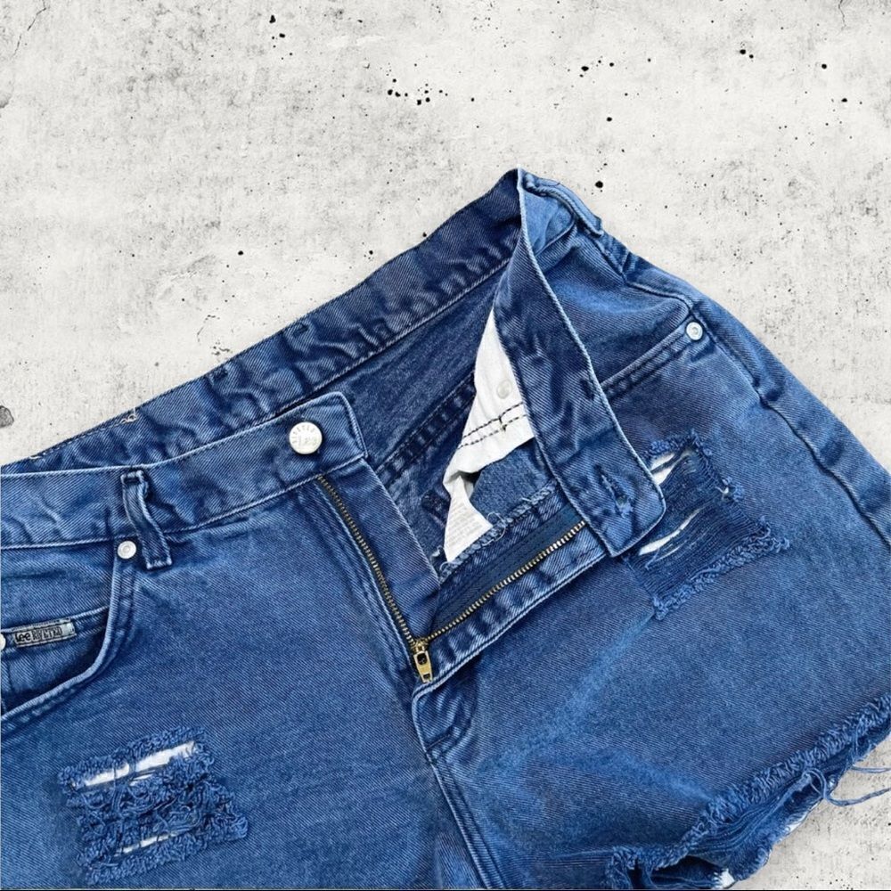 Vtg 90s Lee Riveted High Rise Denim Cutoff Shorts - Picture 5 of 8